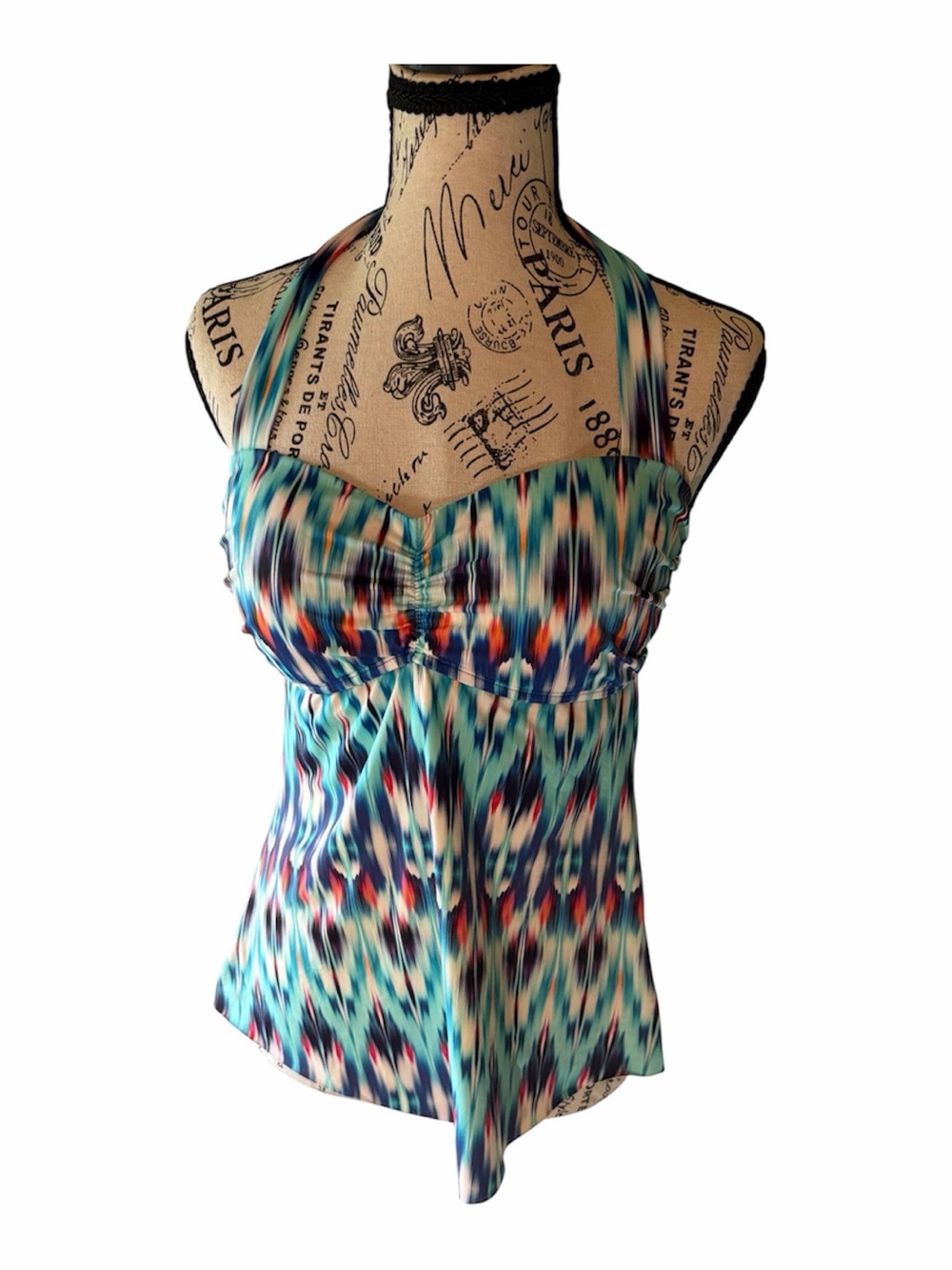 NWOT Liz Claiborne Tankini Halter Swim Top Molded Cups Swim